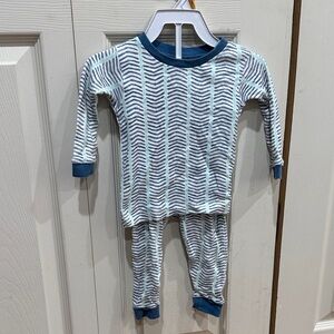 Burt's Bees Baby Blue and White Zigzag Pajama Set